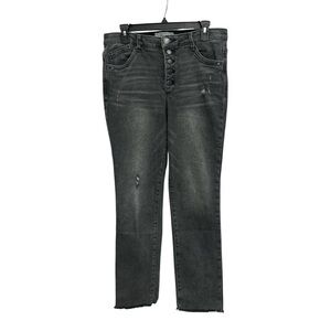 Wit And Wisdom Button Fly Frayed Hem Ankle Jeans Distressed Size 12 Slim Stretch